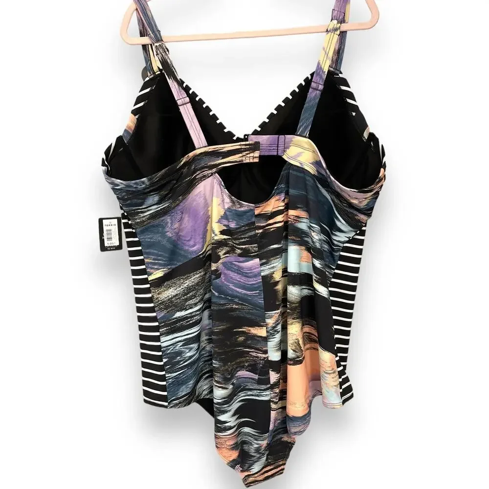 Torrid Size 5 Bra Cup DD/F One Piece Slim Fix Underwire Padded Abstract Swimsuit